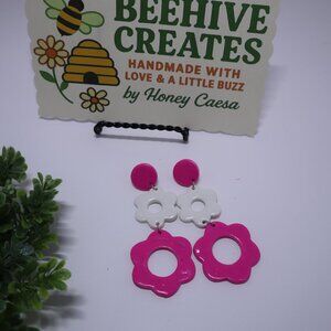 Groovy Retro Vintage Inspired Mod Earrings, 60s, 70s style, Chain Flower, Retro